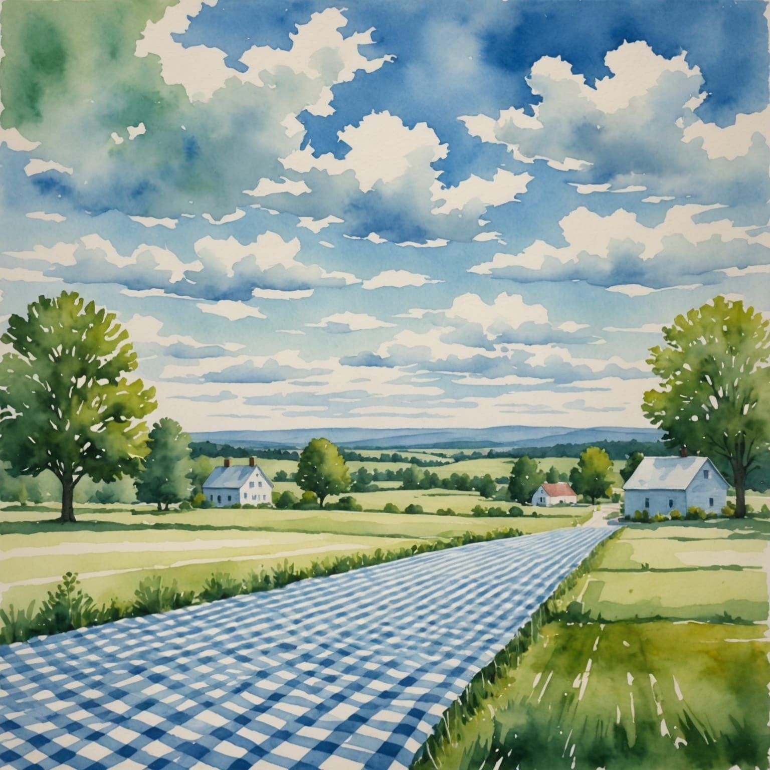 Whimsical Gingham Wonderland in Watercolor