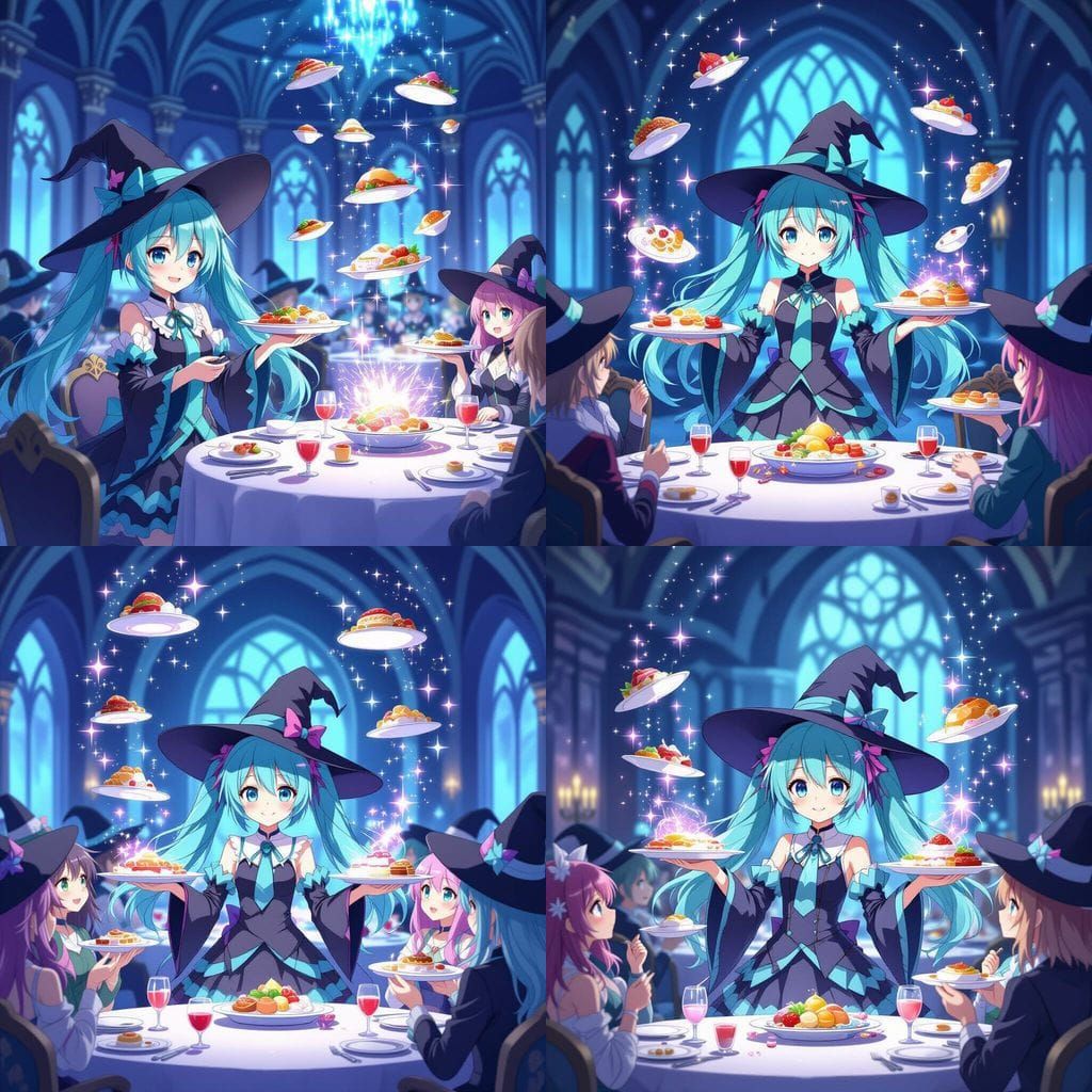 Hatsune Miku Witch Serves Magical Floating Food
