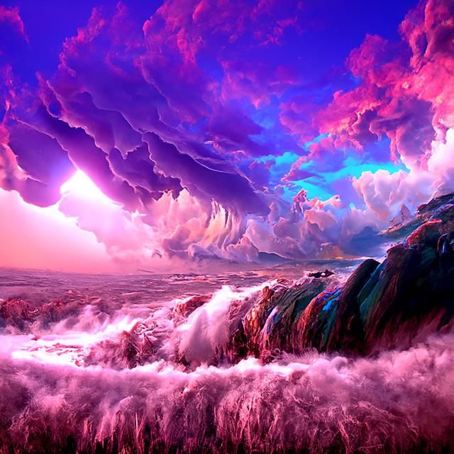 Epic Ocean Storm at Night: Digital Waterscape