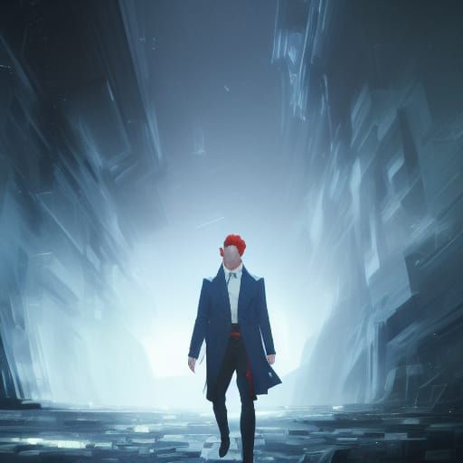 Man with Red Head in Dark Fantasy Style