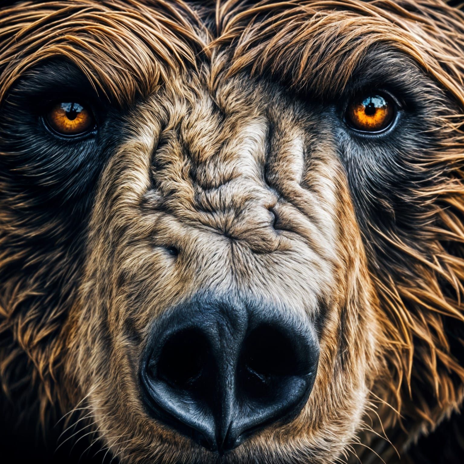 Hyper-Realistic Bear Face Macro Shot