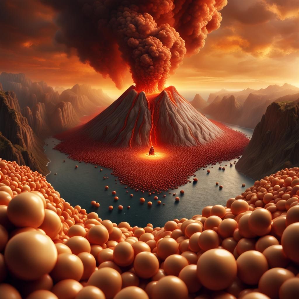 Chocolate Volcano in Cheese River: Digital Matte Painting