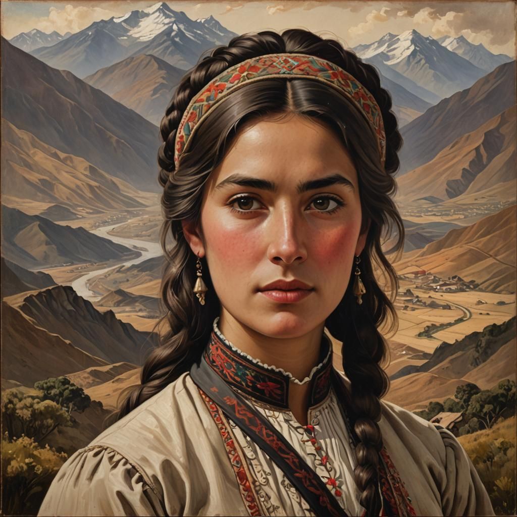 Chilean Woman Portrait in 19th Century Realism Style