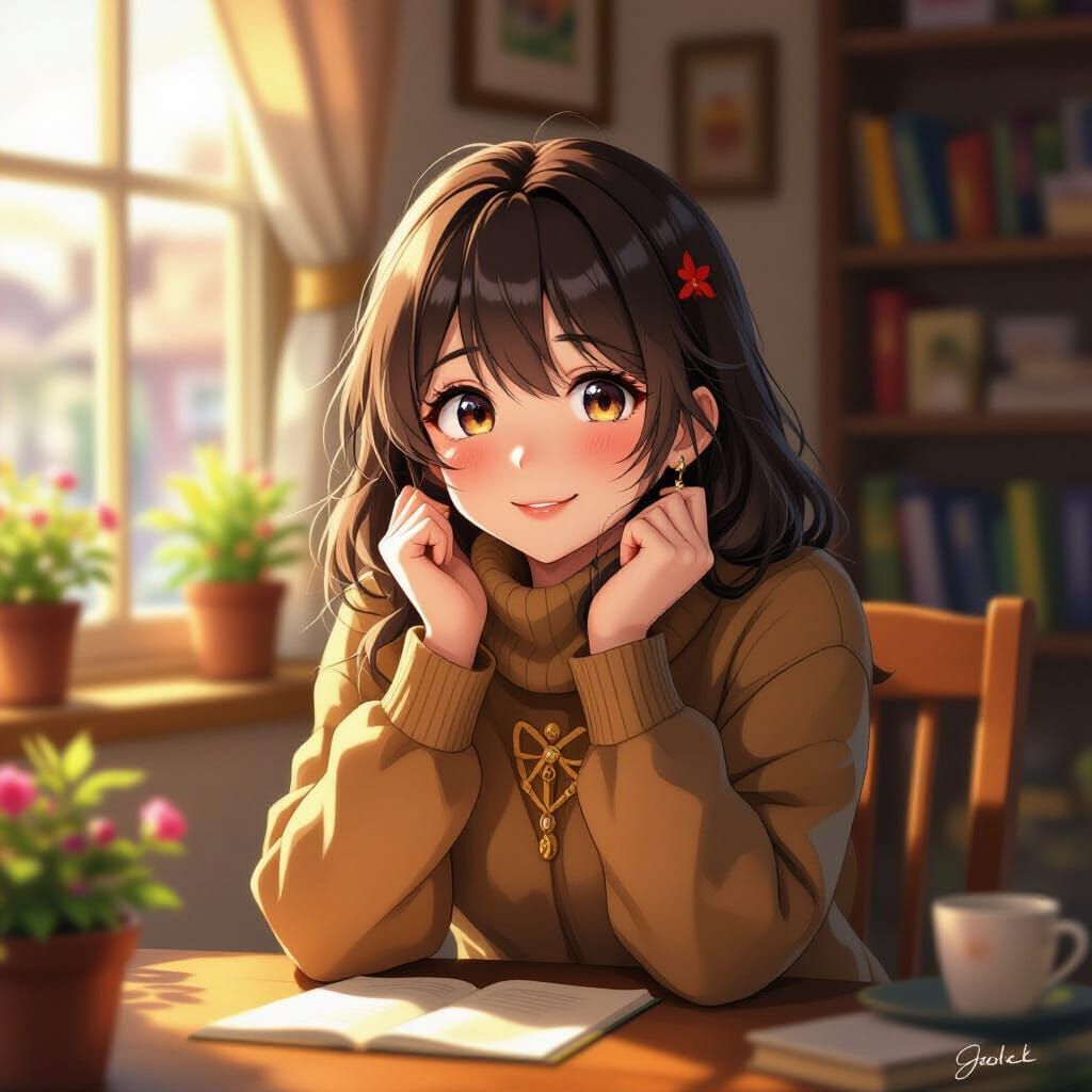 Anime Girl Asks for a Roll in Warm, Painterly Style