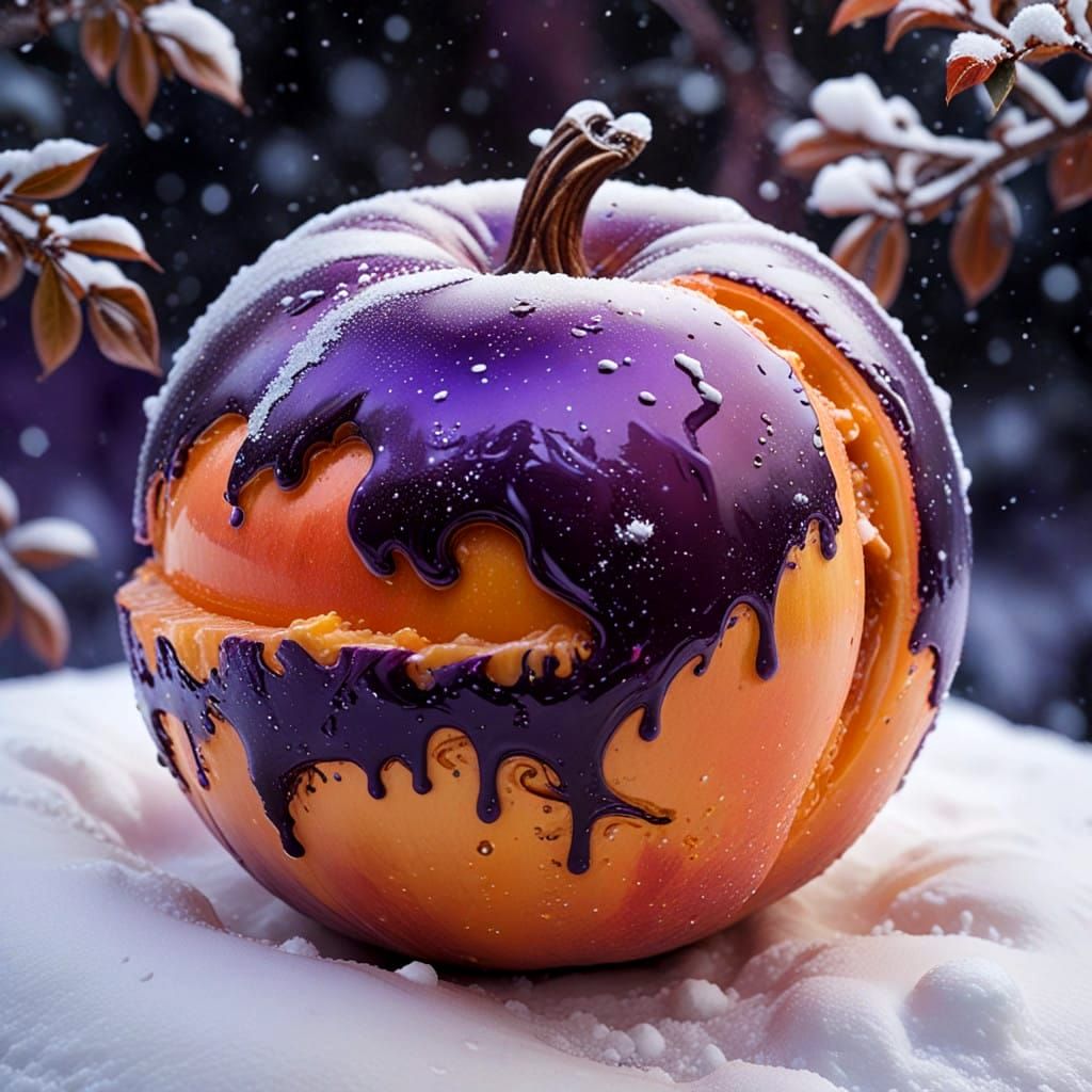 Surreal Cosmic Peach in Deep Purple Dreamscape