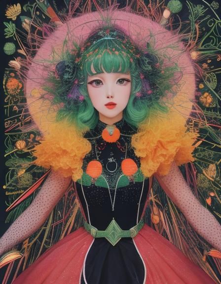 Floating Carrot in Retro-Futuristic Landscape