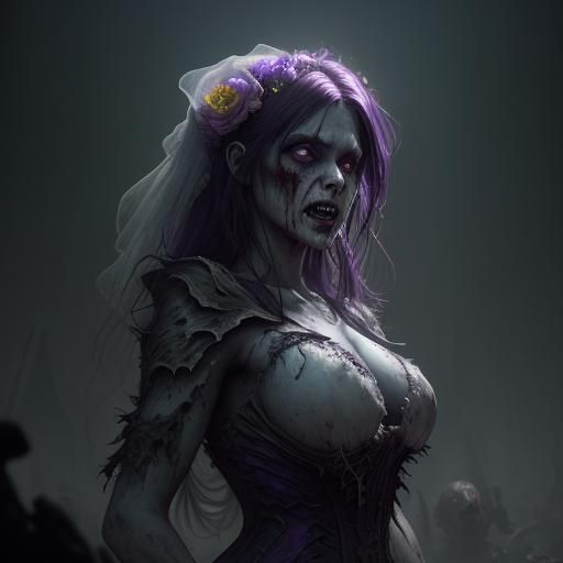 Detailed Zombie Bride in Dark Fantasy Style