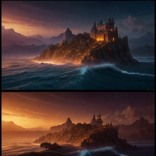 Dog and Cat on Beach at Sunset