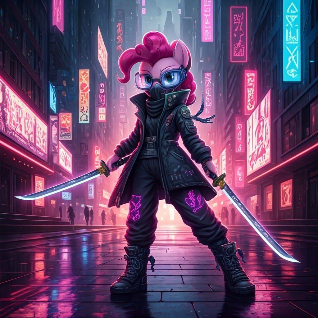 Futuristic Pinkie Pie Cyberpunk Ninja