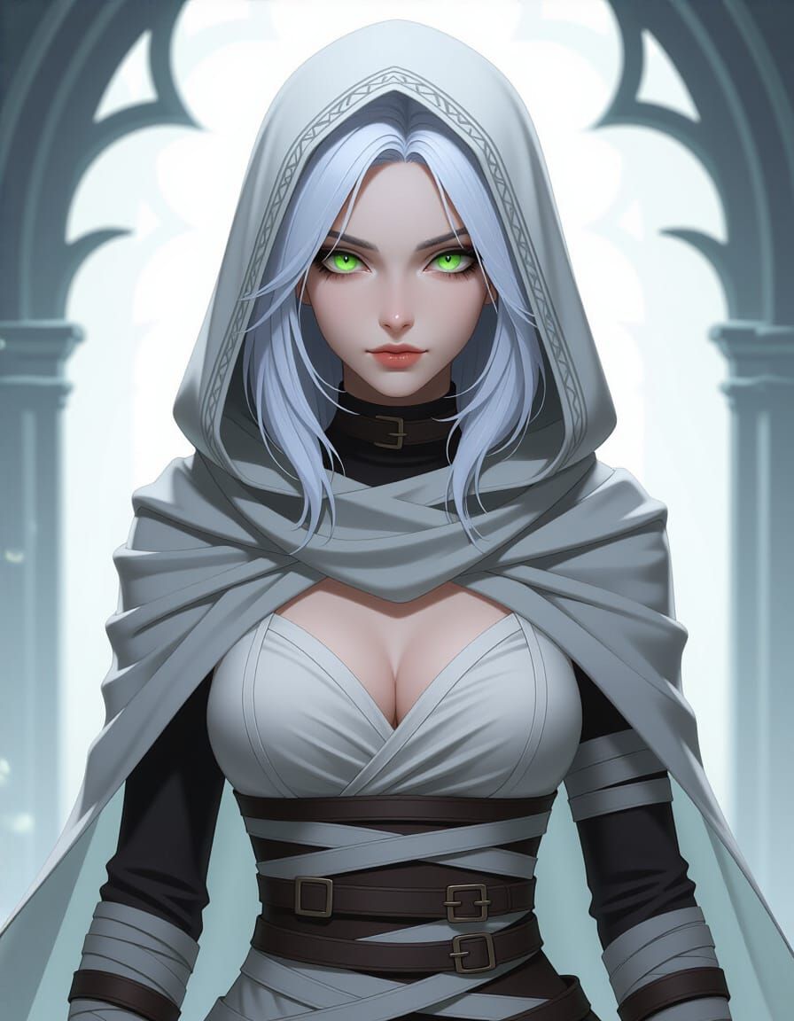 Mysterious Gothic Female Character in Concept Art Style