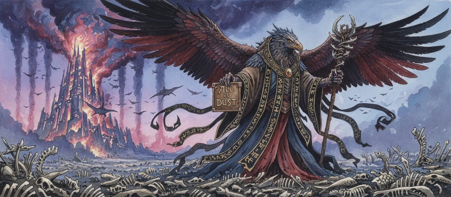 Daemon Lord of Change Burns Arcology in Epic Watercolour Sty...