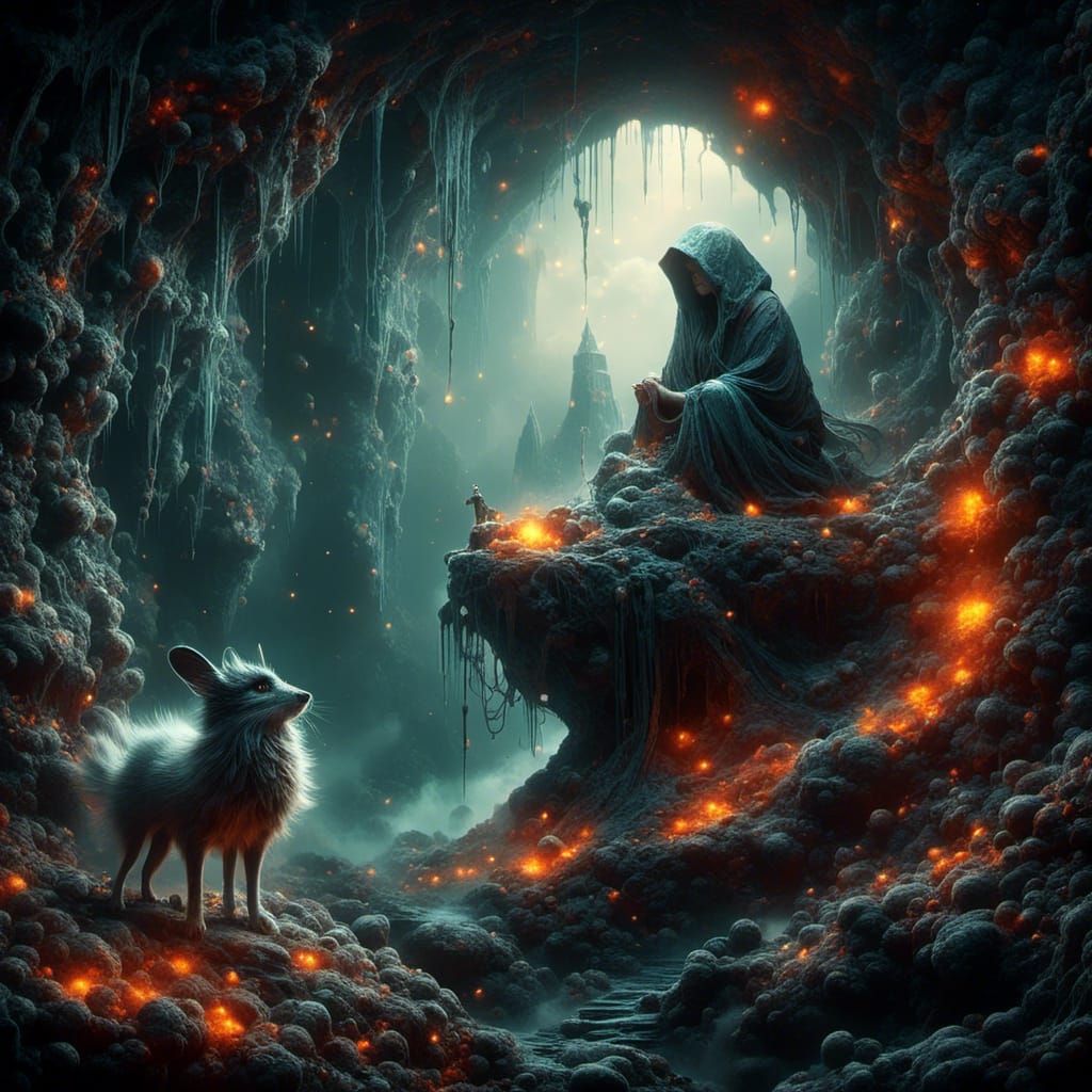 Glitchcore Hydra Dragons in Green Hues