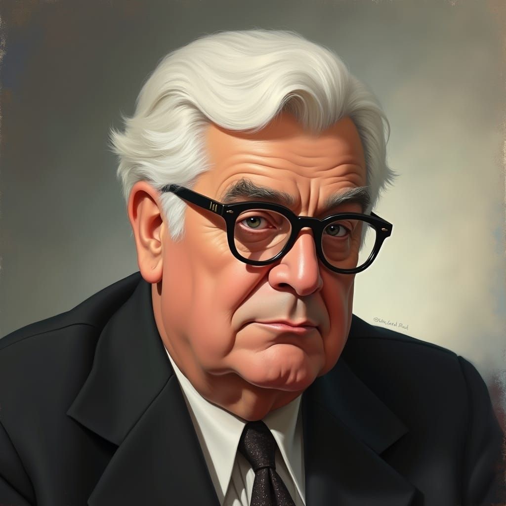 Elegant Portrait with Asymmetrical Glasses in Hollywood Styl...