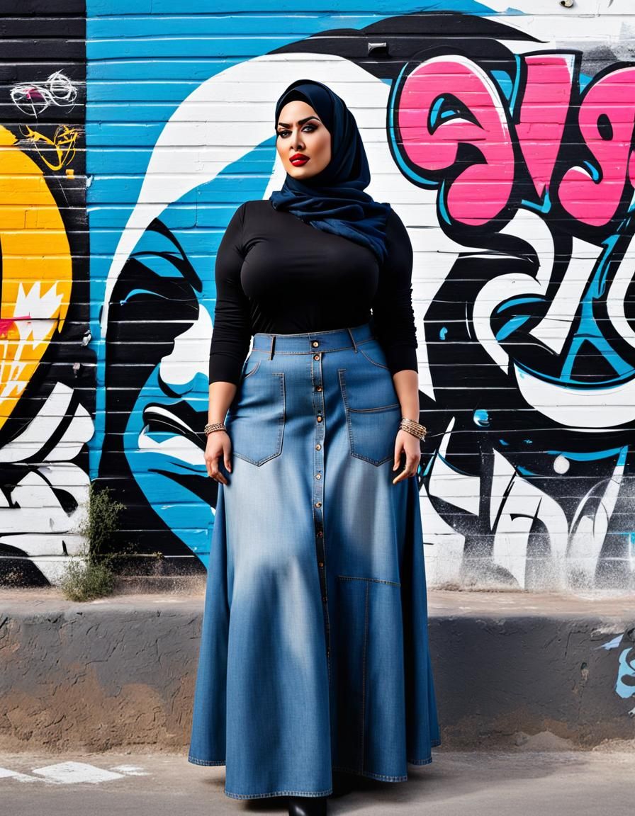 Pop Art Portrait: Angry Hijabi Woman in Urban Setting