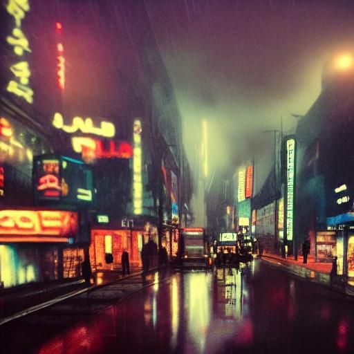 Eiffel Tower Cyberpunk Film Still at Night