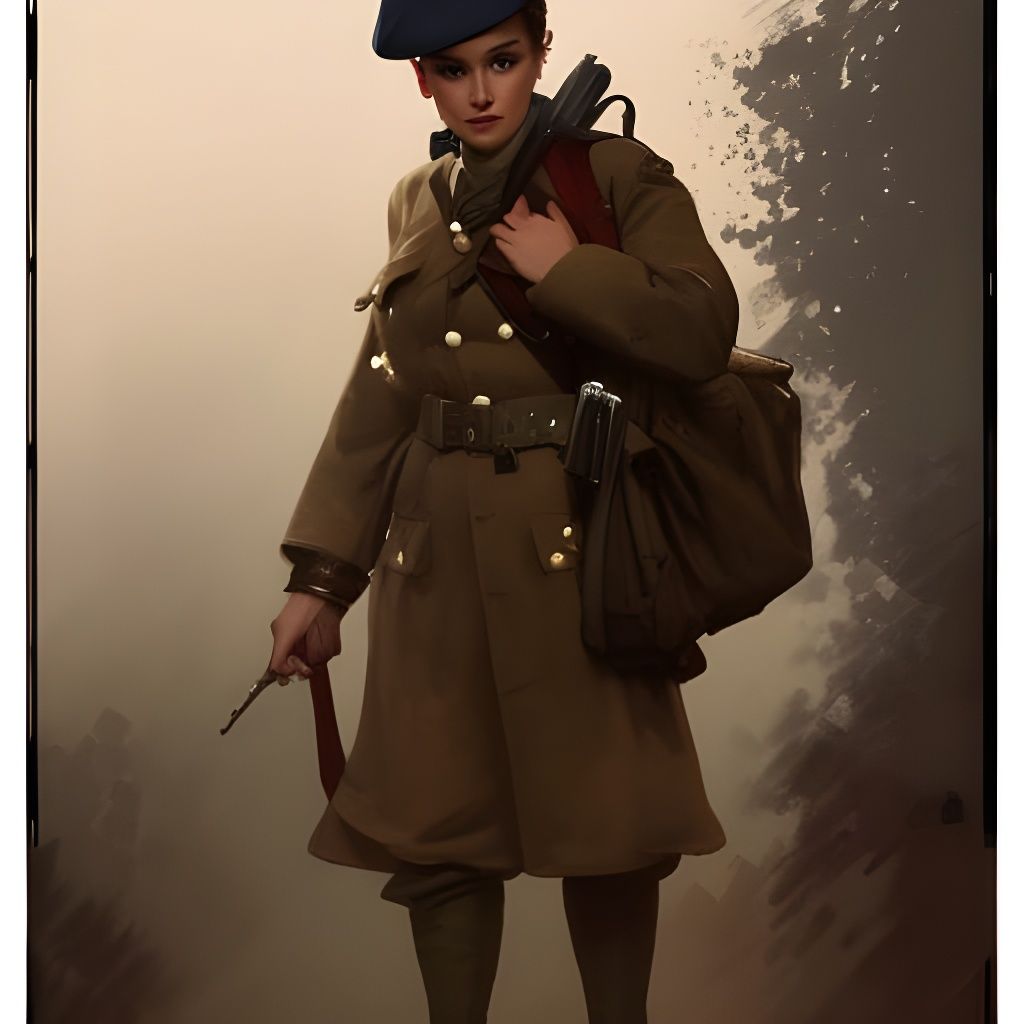 Poilu Soldier Portrait in Art Nouveau Style
