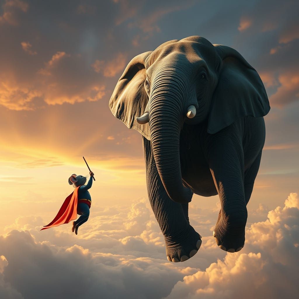 Super Mouse Lifts Elephant in Epic Cinematic Scene
