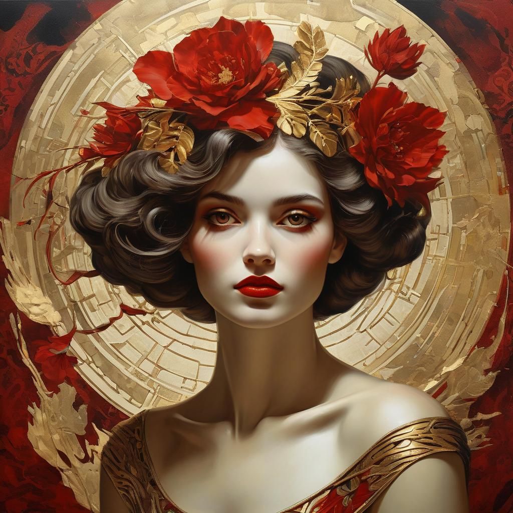 woman in the style of Otto Eckmann