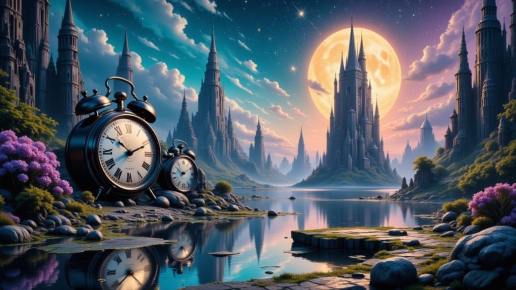 Surreal Dreamscape with Melting Clocks and Floating Islands