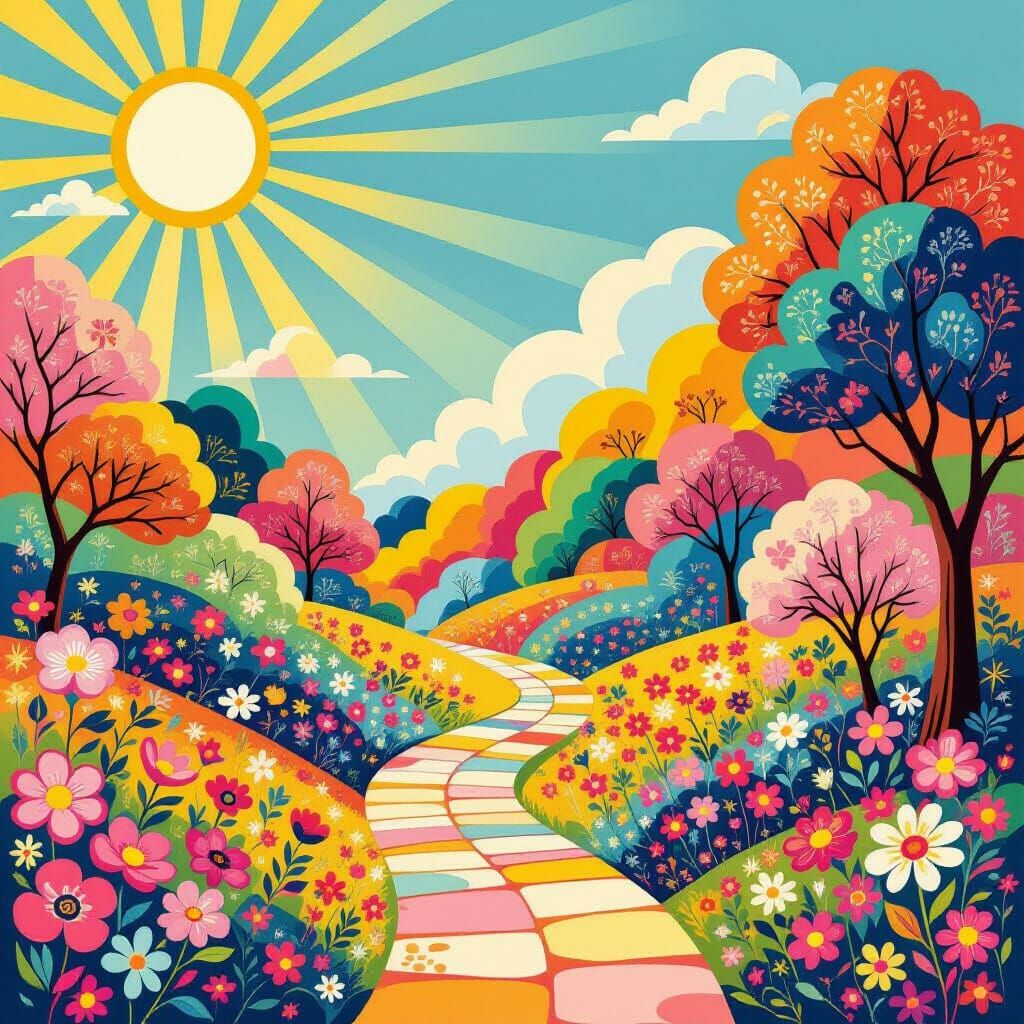 Vibrant Uplifting Scene with Joyful Wonder