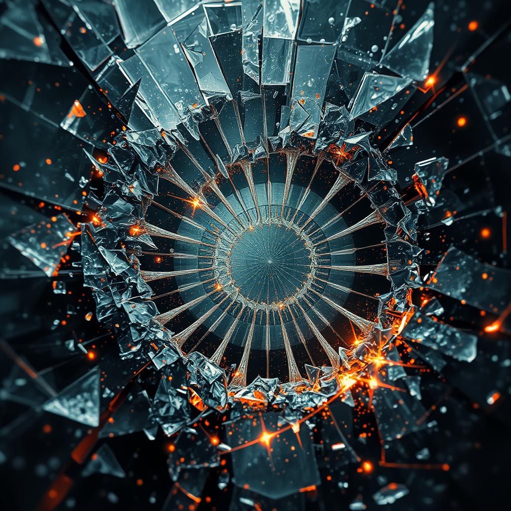 Fractal Shattered Glass World in Hyper-Realism