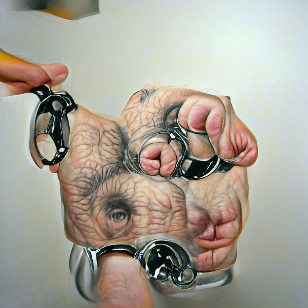 Hyperrealistic Handcuffs Close-Up