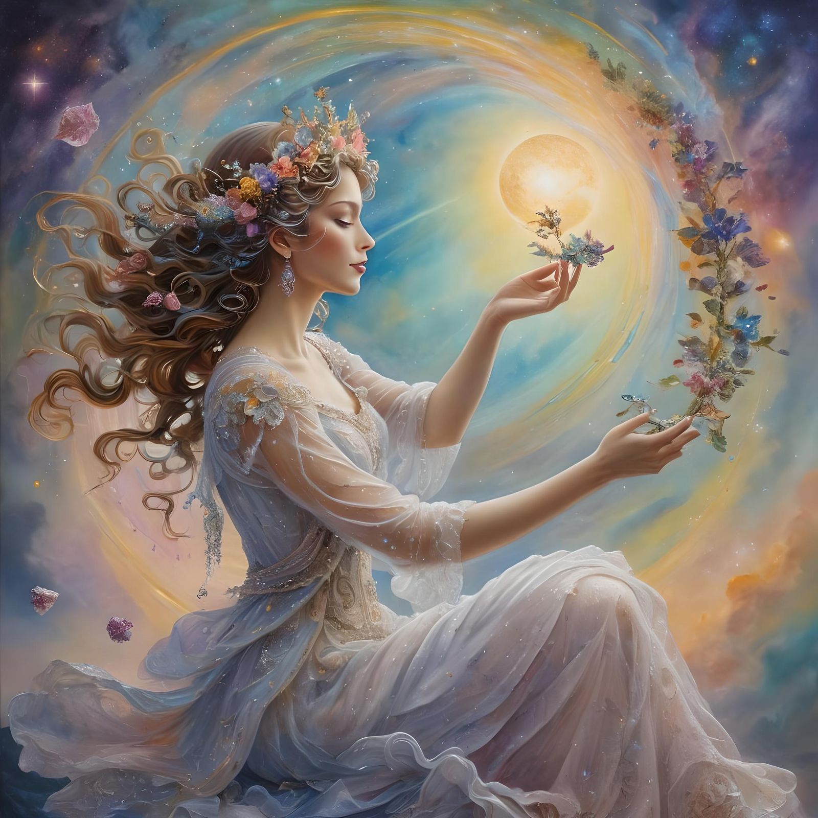 Cosmic Serenade: Impasto Oil Painting on Canvas