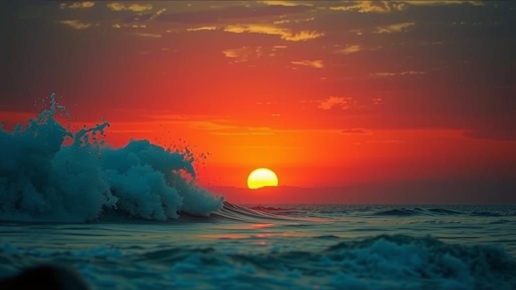 Neon Ocean Sunset in Cinematic Style