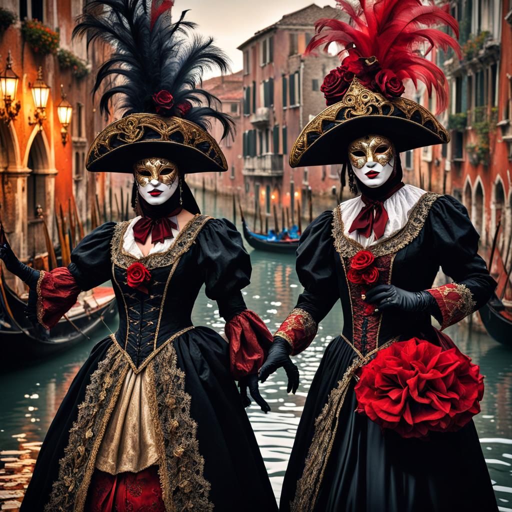 Venetian Carnival Masks in Renaissance City