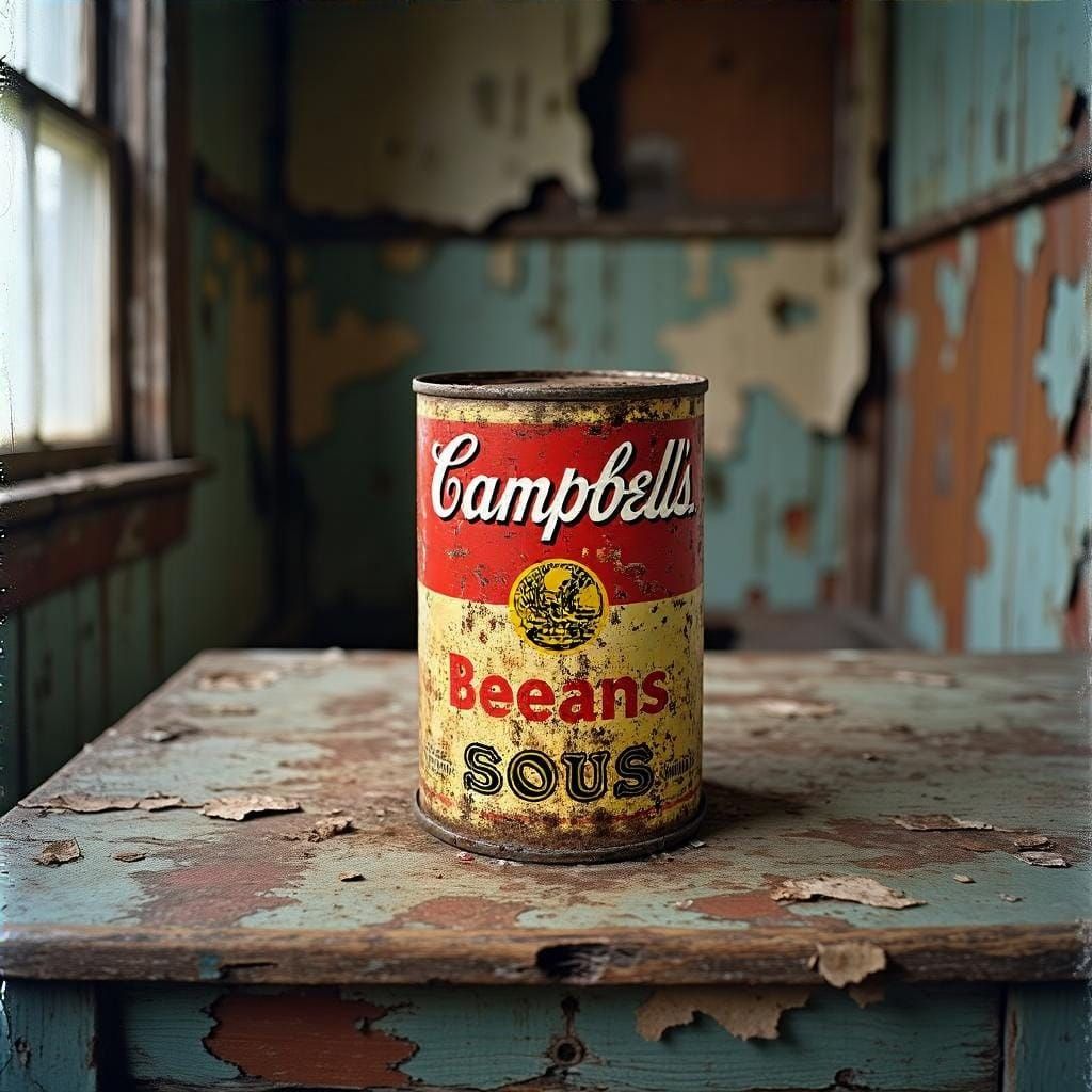 Rusty Bean Can in Warhol-Inspired Pop Art