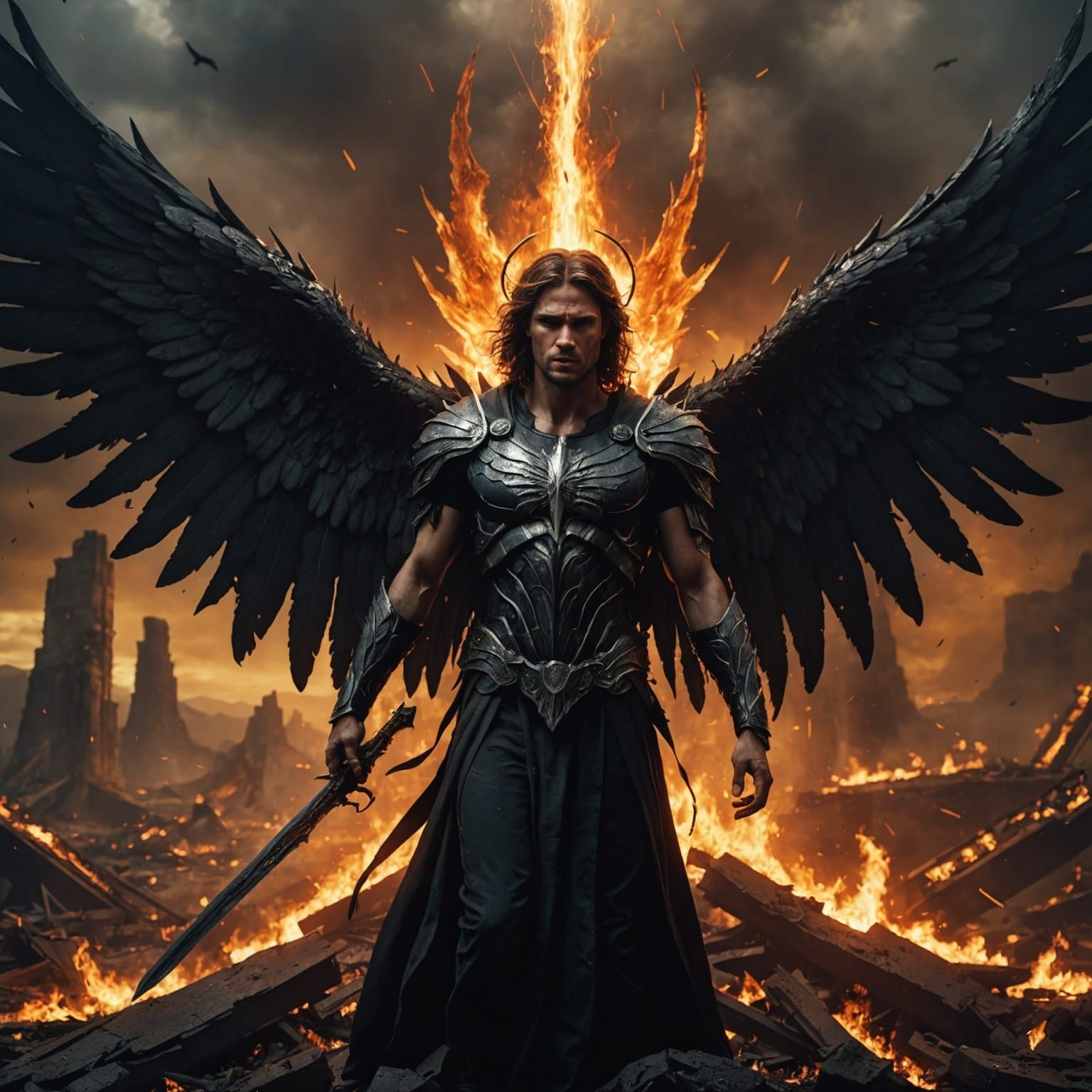 Shattered Angel Crying in Hell: Matte Painting
