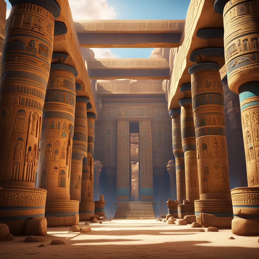 Detailed Ancient Egyptian Hypostyle Hall Concept Art