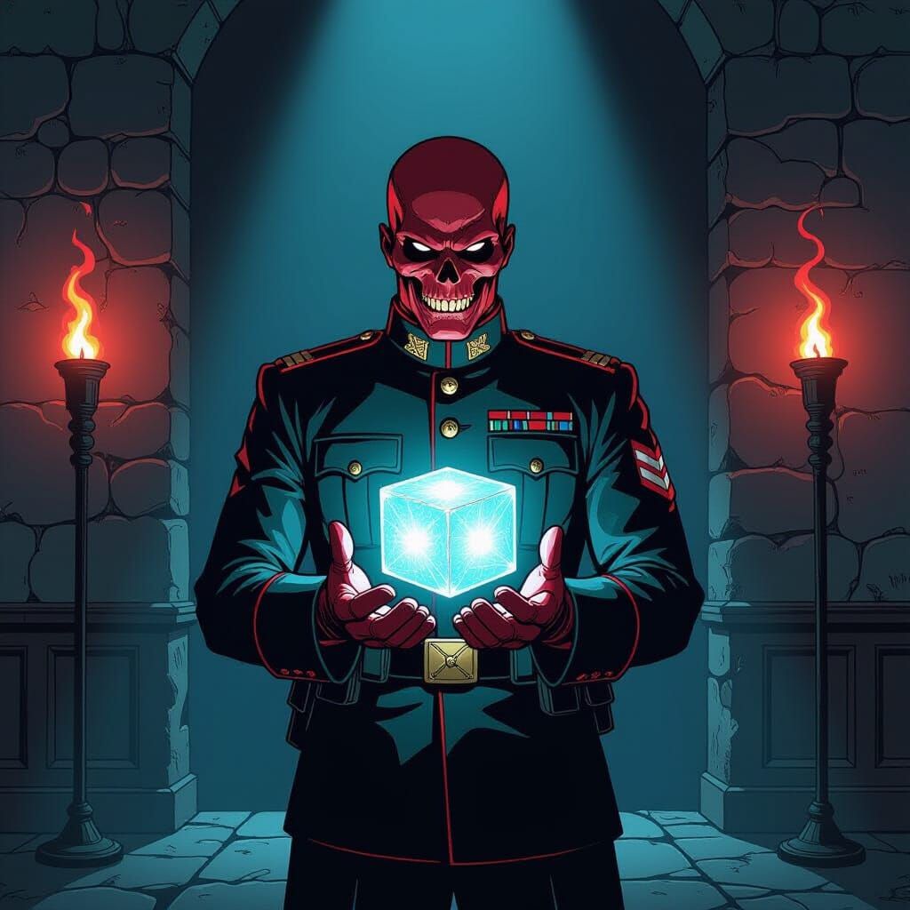 Red Skull Gloats With Tesseract in WWII Lair