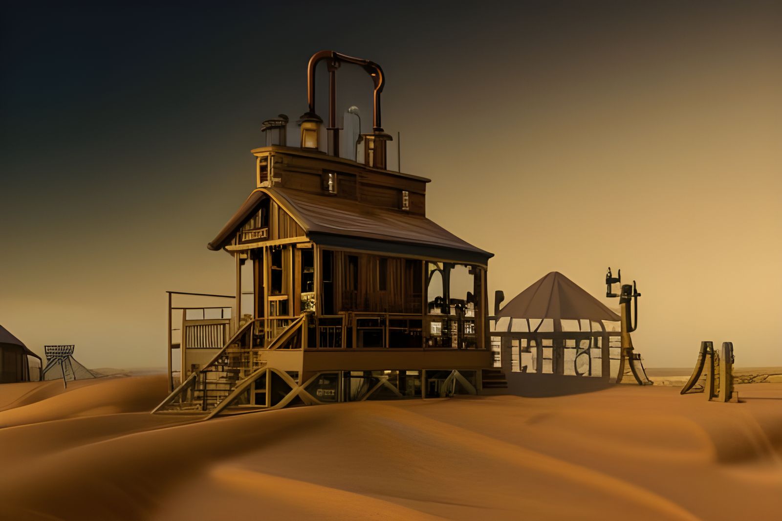 Steampunk Oil Pump In The Middle of The Desert (Continued)