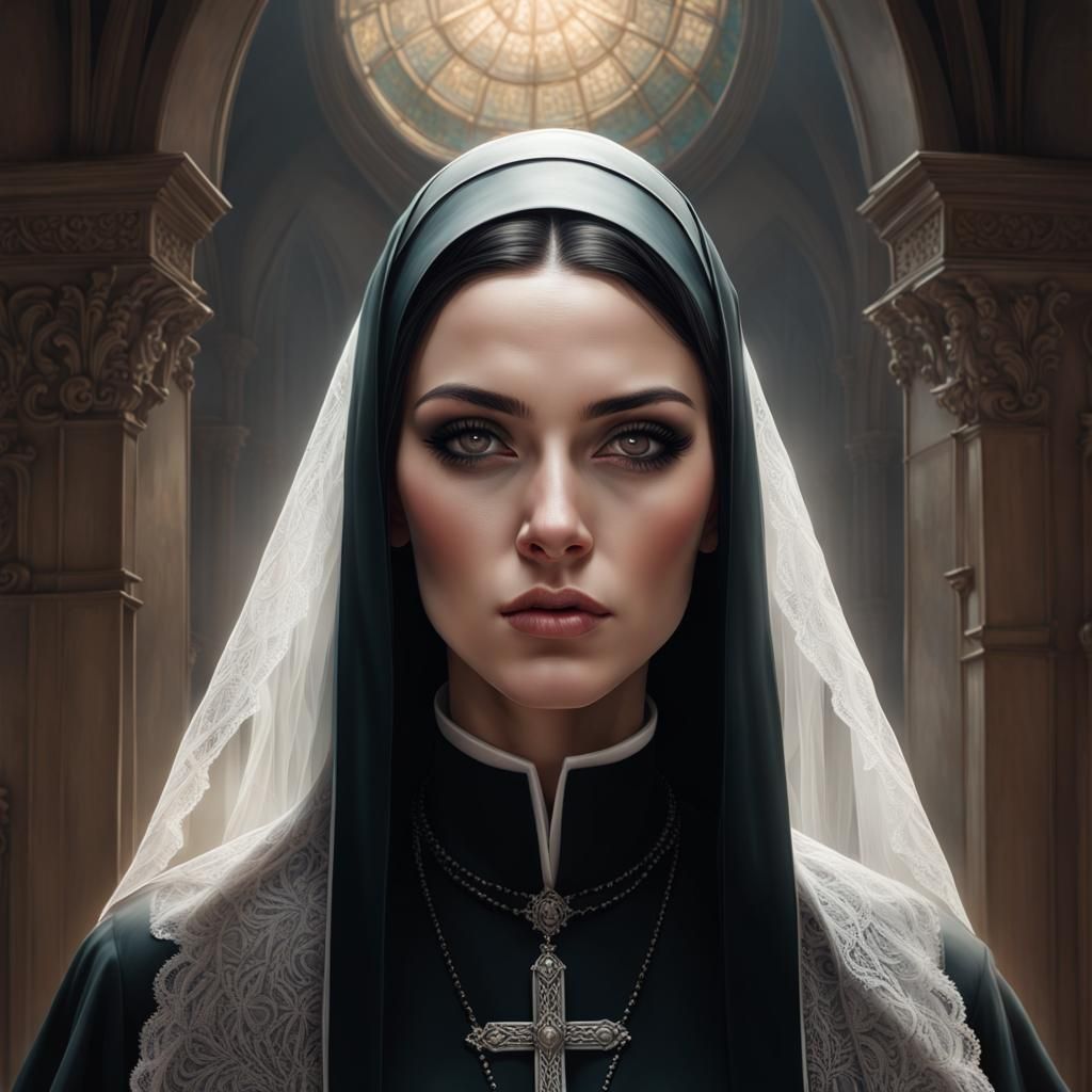 Hyperrealistic Portrait of Woman in Black Dress