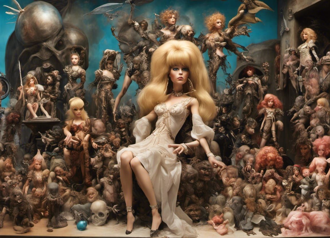 Barbarella and Monster Dolls in Surreal Museum