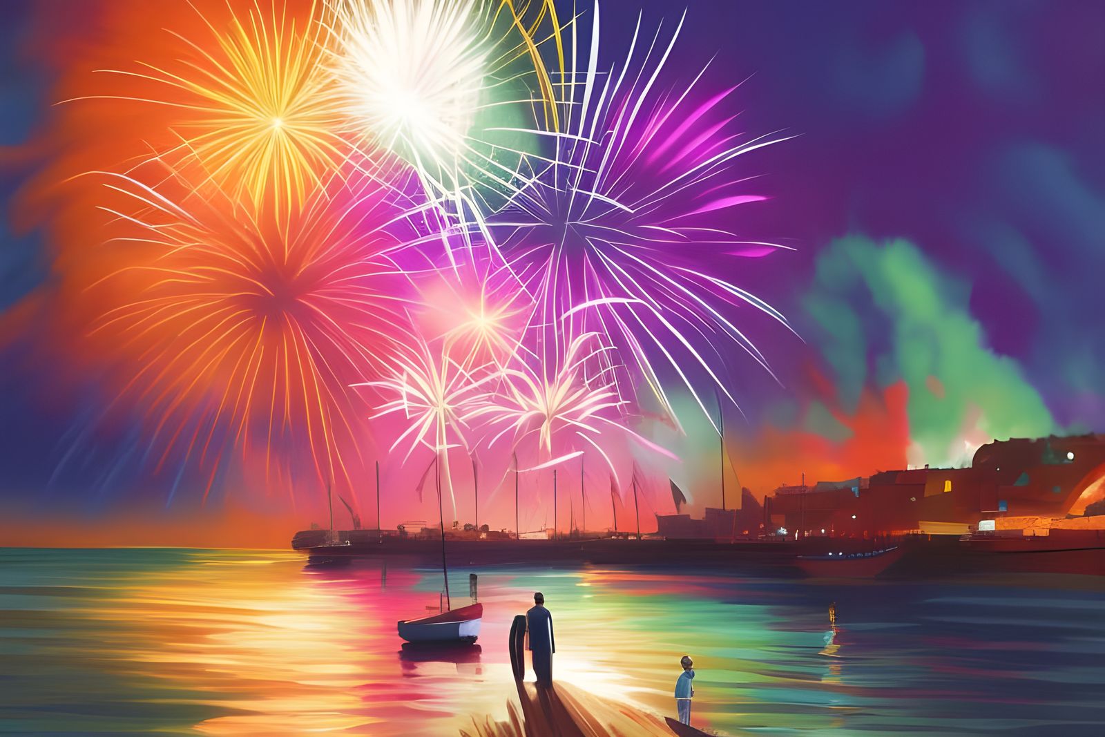 Waterfront fireworks