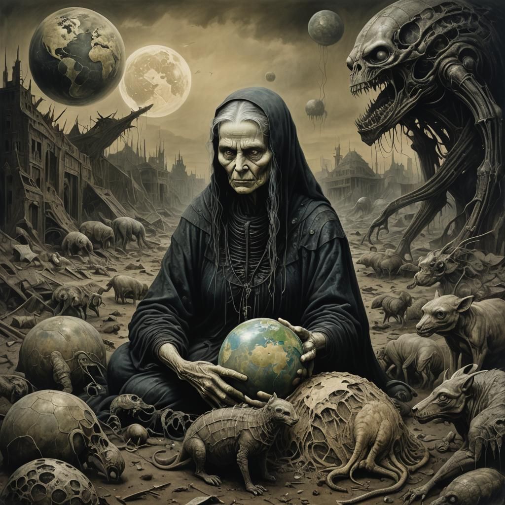 Distraught Mother and Polluted Earth Art