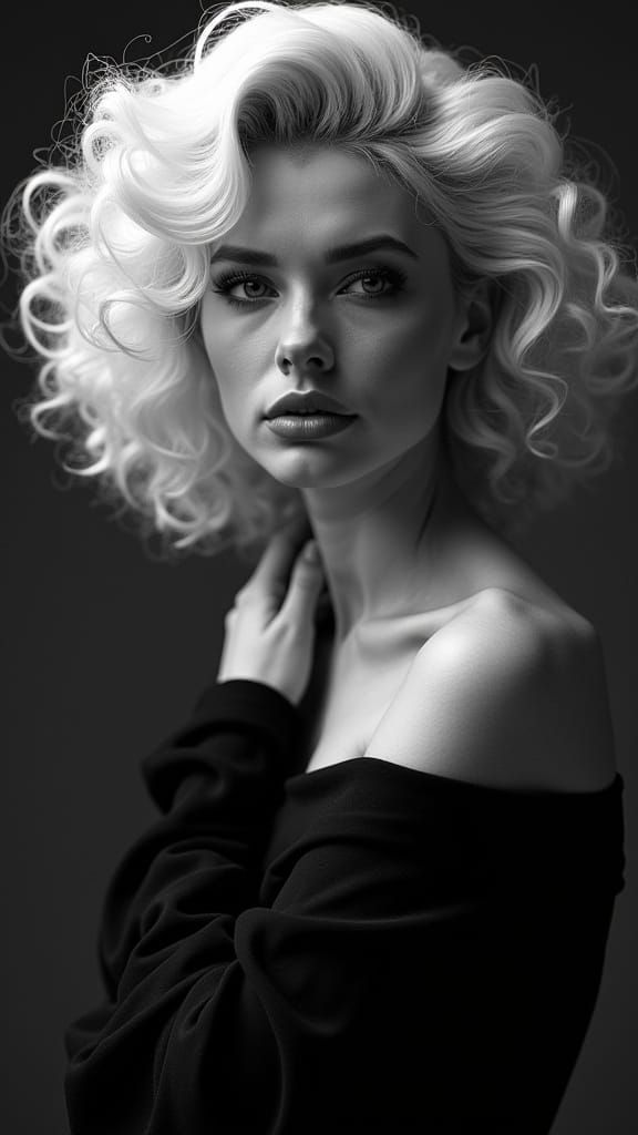 Hyper-Realistic Black & White Portrait of a Woman