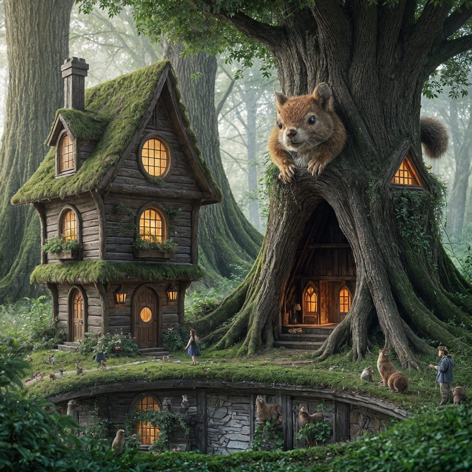 Enchanted Elf Village Amidst Giant Trees