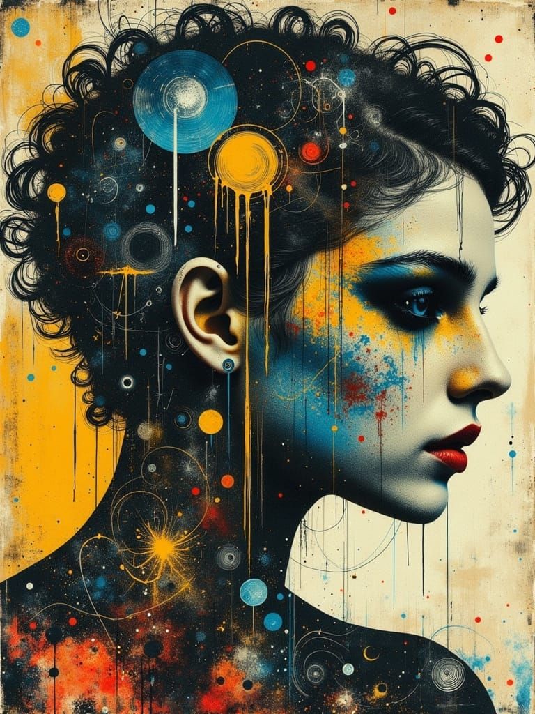 Gothic Abstract Portrait in Surreal Zentangle Style