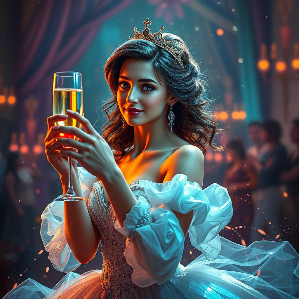 Dancing Cinderella Portrait in Art Nouveau Style