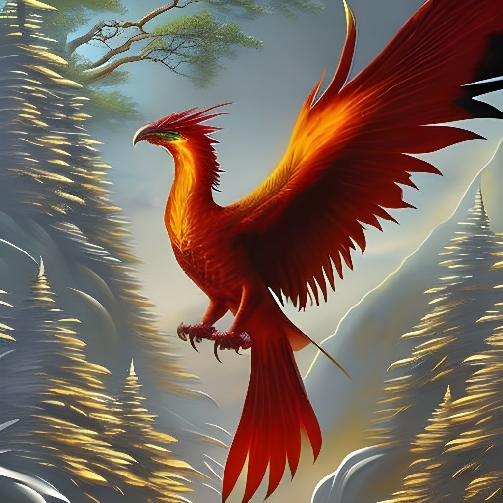 Blazing Phoenix with Spread Wings