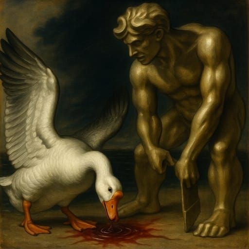 Diseased Goose at Aqueduct: Etching Style