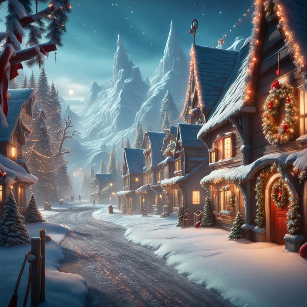 Christmas Gifts at North Pole: Detailed Matte Painting