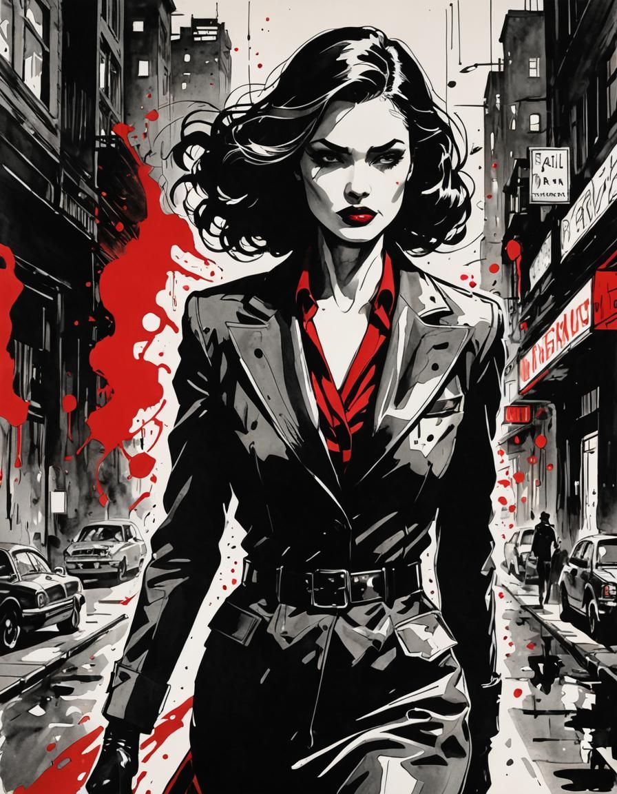 Femme Fatale in Comic Noir Expressionism