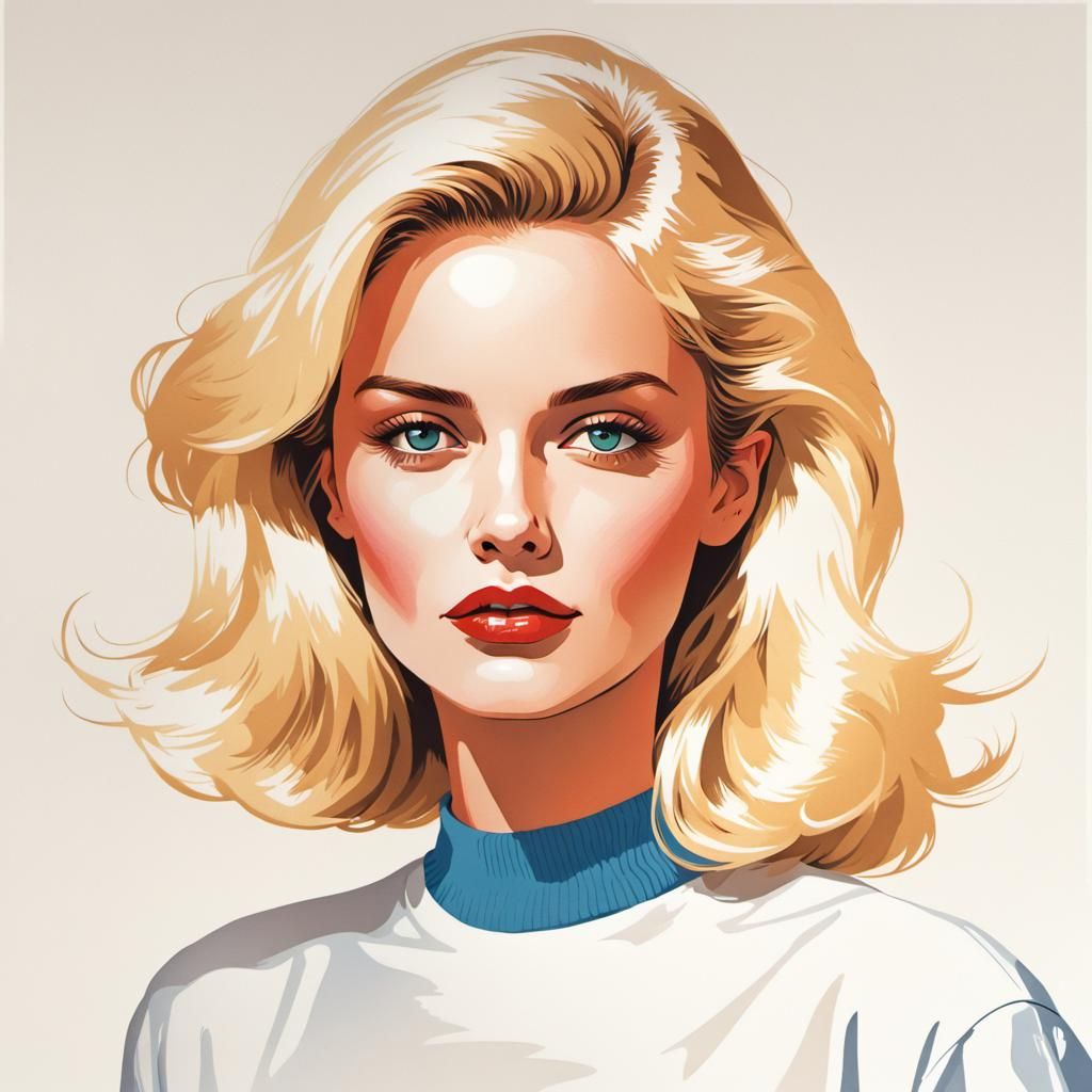 Elegant Blonde Model in Retro Riso Print Style