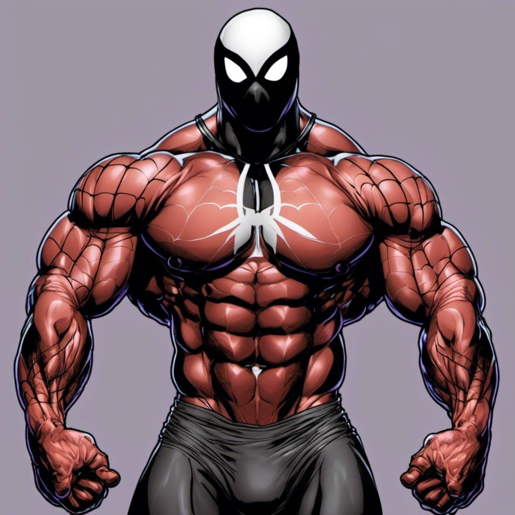 Muscular Spider-Man Bodybuilder in Digital Drawing