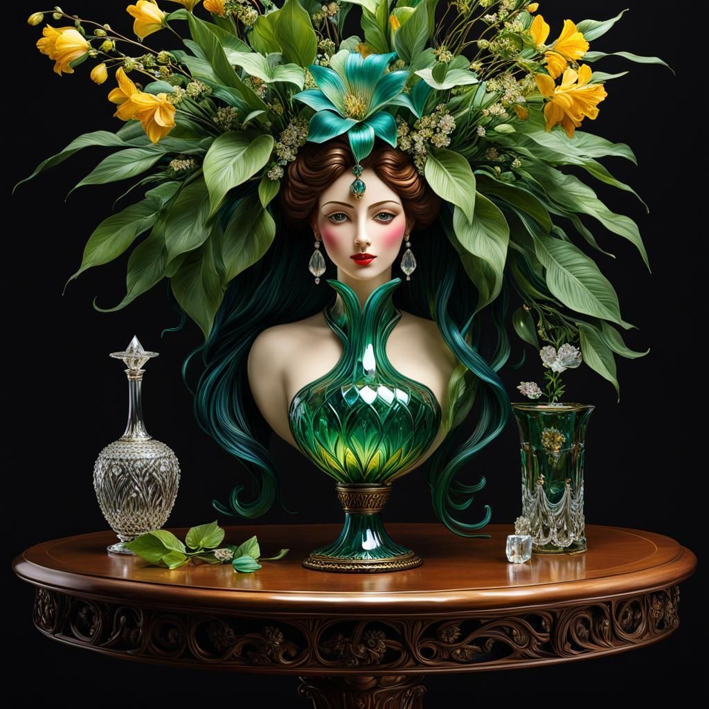Museum-Quality Antique Vase with Art Nouveau Woman
