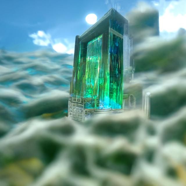 Emerald Beacon in Seapunk Cityscape